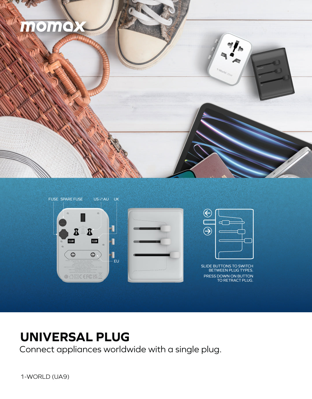 1-World PD35W 5 ports + AC Travel Adapter - Image 5