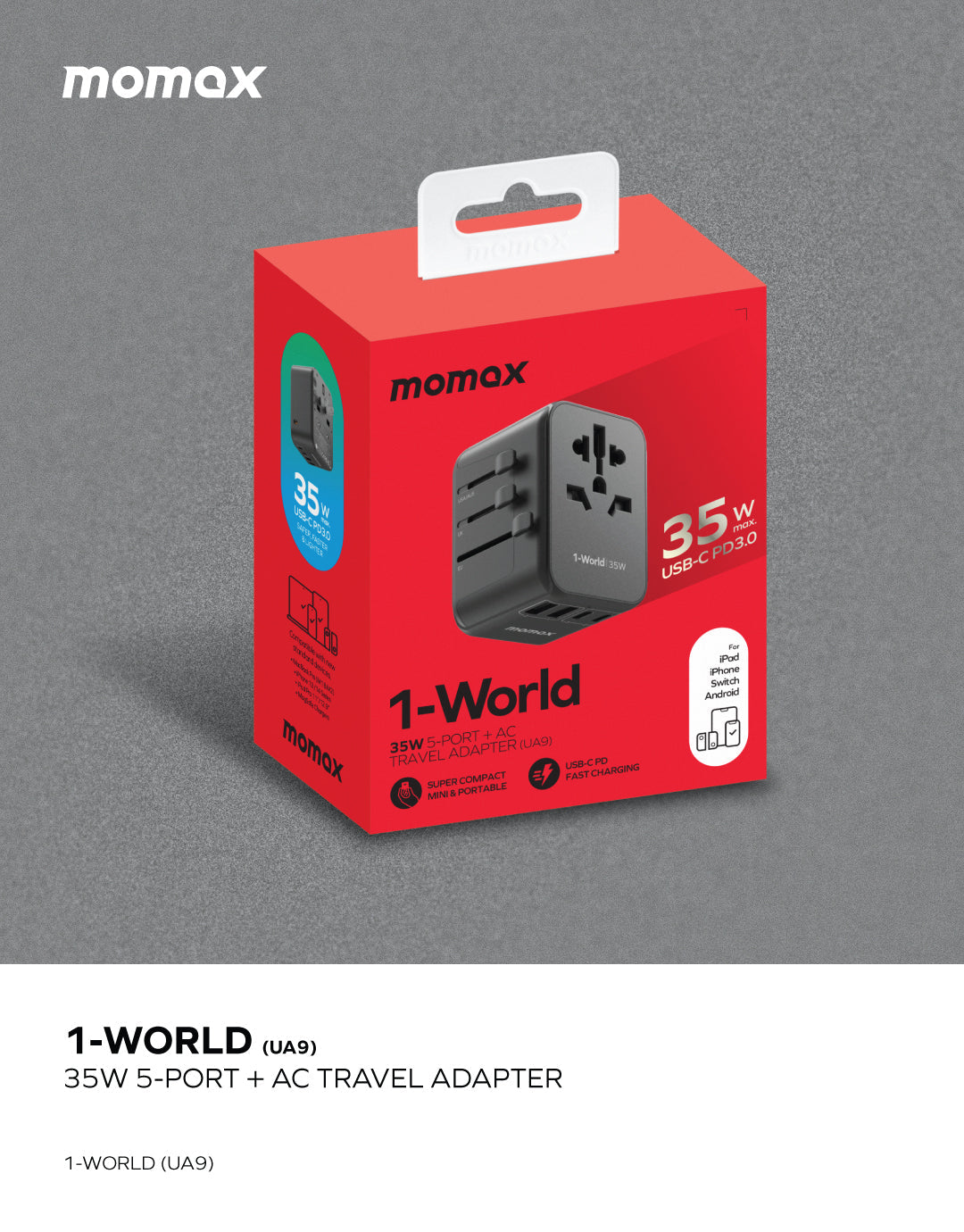1-World PD35W 5 ports + AC Travel Adapter - Image 3