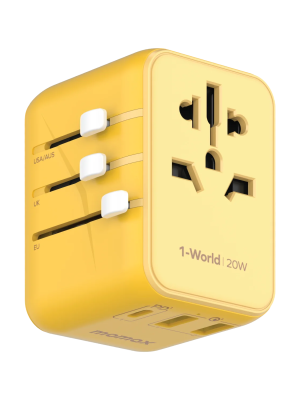 1-World 20W 3-Port+AC Travel Adapter UA11