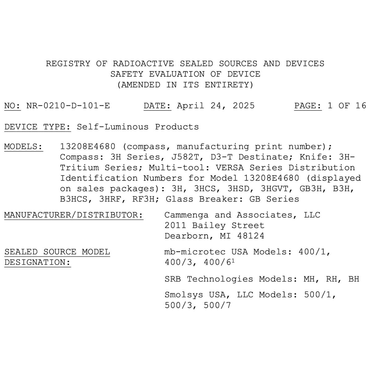CountyComm - Tritium Ember Glow Fob With Glass Breaker - Official NRC License Approved NO: NR-0210-D-101-E - Image 9