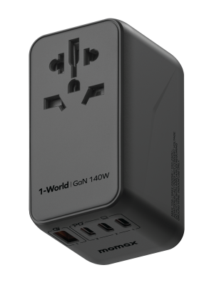 1-World Universal 4-Port Travel GaN Charger 140W + USB-C Cable