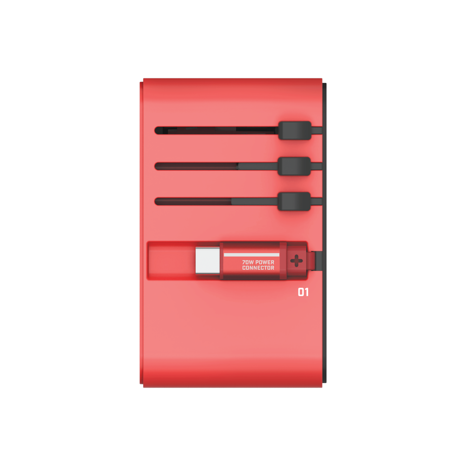 1-World+ 3-Port Travel GaN Charger With Built-in USB-C Cable 70W Gundam - Image 17