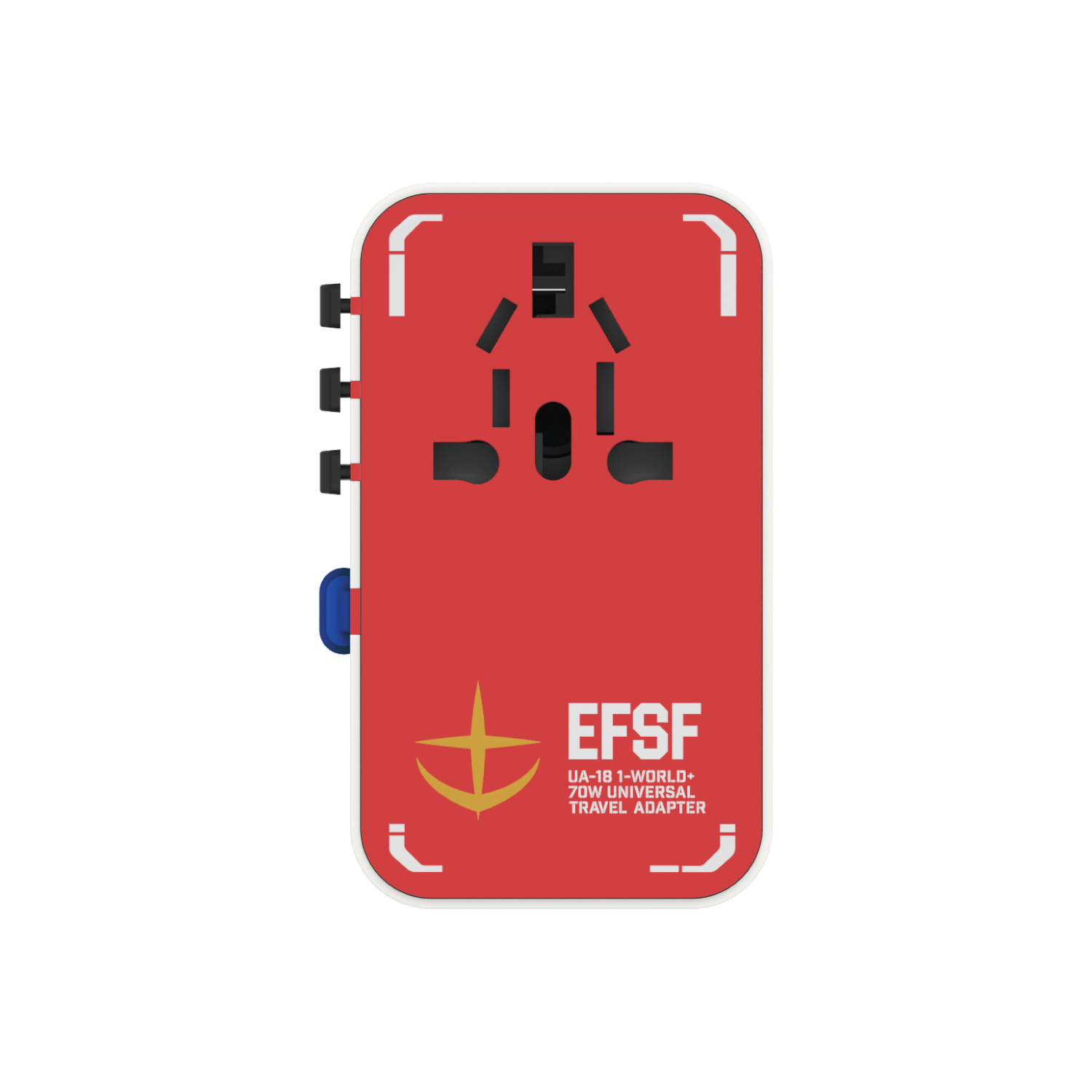 1-World+ 3-Port Travel GaN Charger With Built-in USB-C Cable 70W Gundam - Image 4