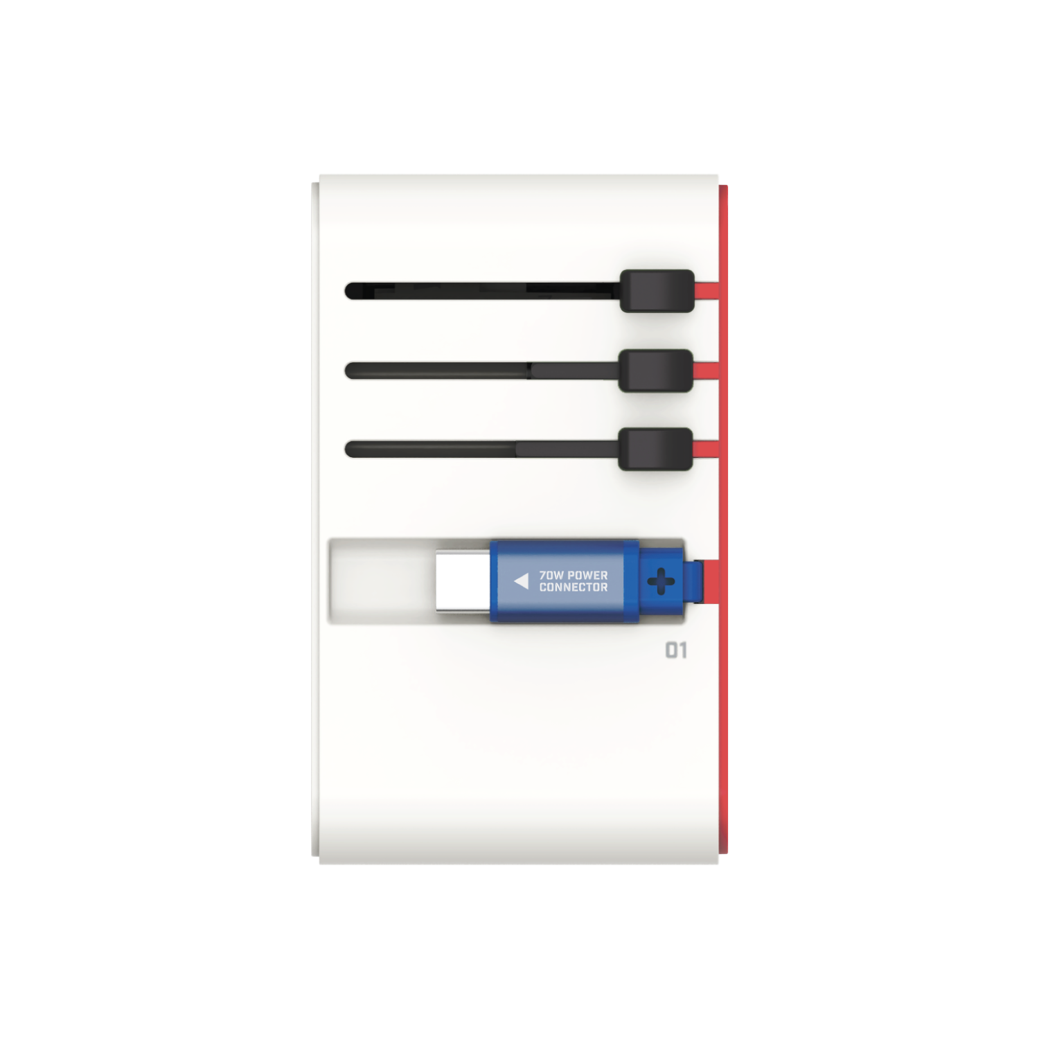 1-World+ 3-Port Travel GaN Charger With Built-in USB-C Cable 70W Gundam - Image 5