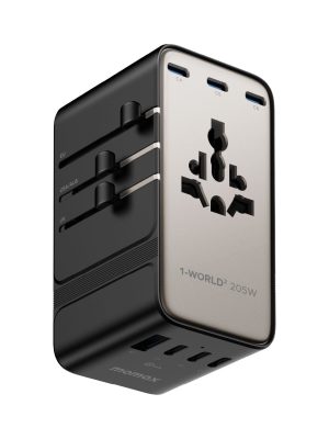 1-World² 205W 7-Port Dual AC Travel Adapter